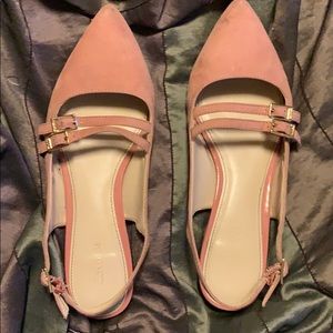 Pink suede Calvin Klein flats